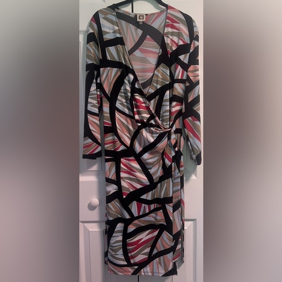 Anne Klein Dresses & Skirts - Women's Ann Klein Stylish Multi-color Geometric Wrap Dress